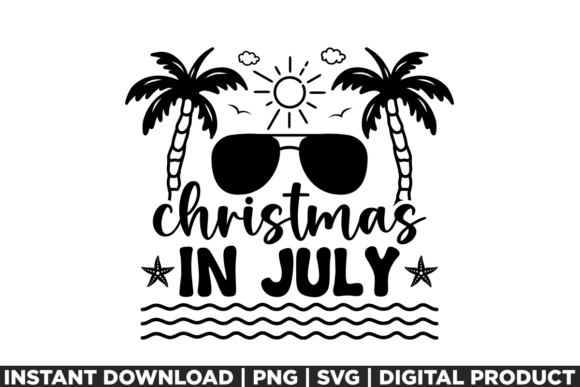 Christmas in July Summer Vacation Graphics for T-Shirts