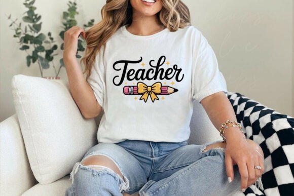 Coquette Bow Pencil Teacher T-shirt PNG: A Versatile Graphic for T-Shirt Designs