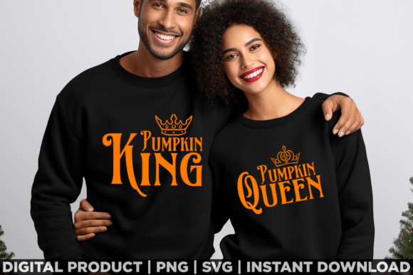 Couple Halloween Pumpkin King Queen Tee: A Must-Have for T-Shirt Designs and Graphics