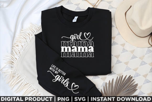 Mothers Day Gift Girl Mama Sleeve Embroidery
