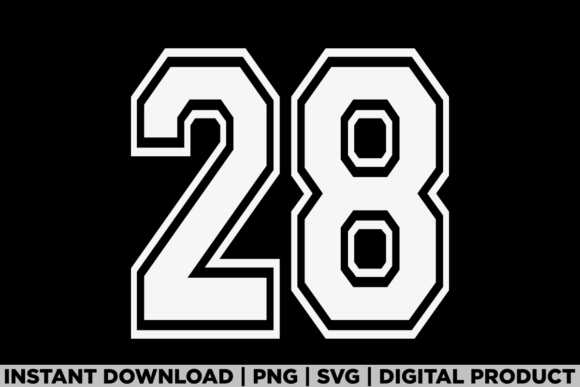 Number 28 Birthday Varsity Sports Team Graphics for T-Shirts