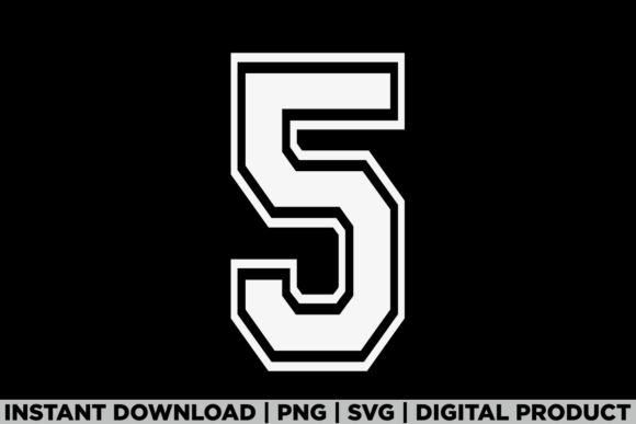 Number 5 Birthday Varsity Sports Team Graphics for T-Shirts