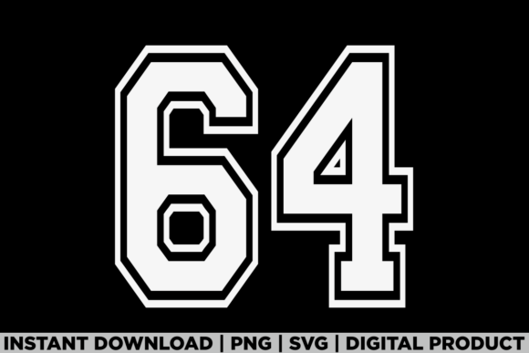 Number 64 Birthday Varsity Sports Team Graphics for T-Shirts