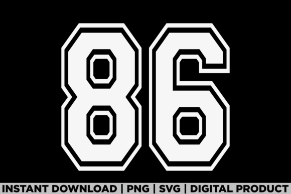 Number 86 Birthday Varsity Sports Team T-Shirt Graphics